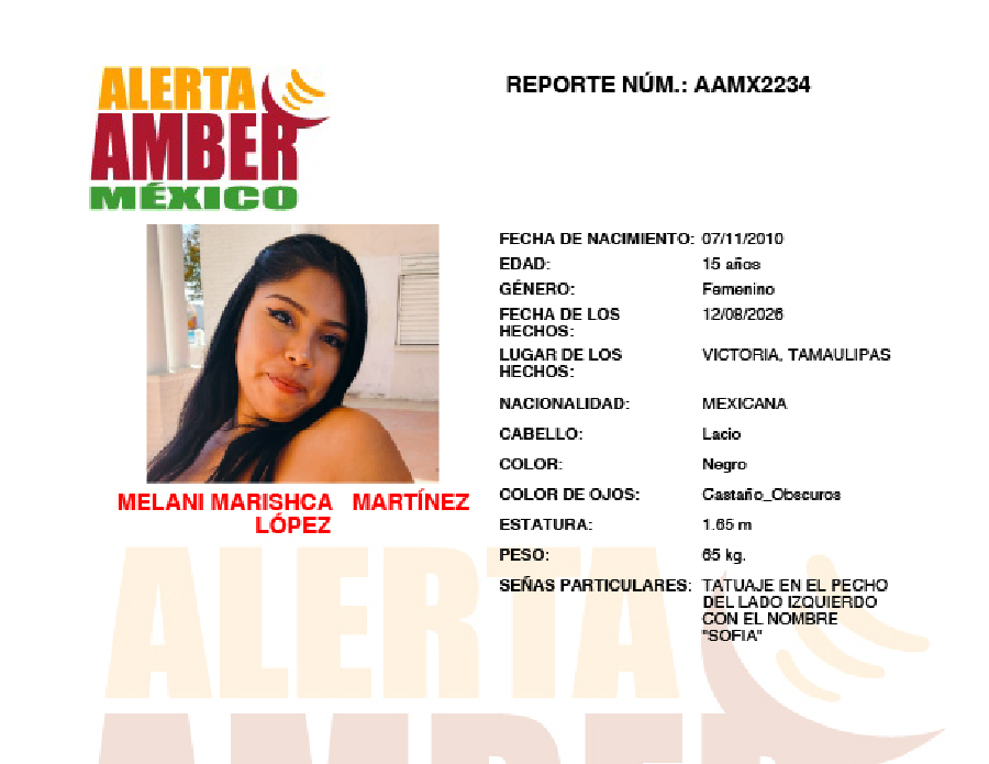 Alerta Amber Melanie