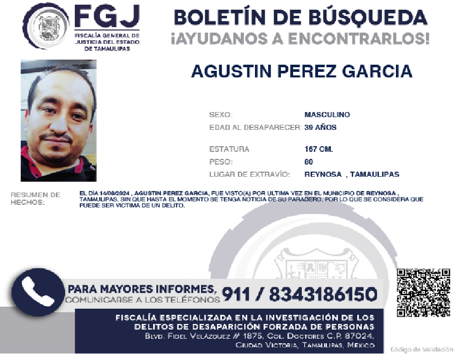 Boletín de búsqueda Agustin