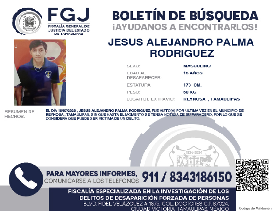 Boletín de Búsqueda Jesus Alejandro