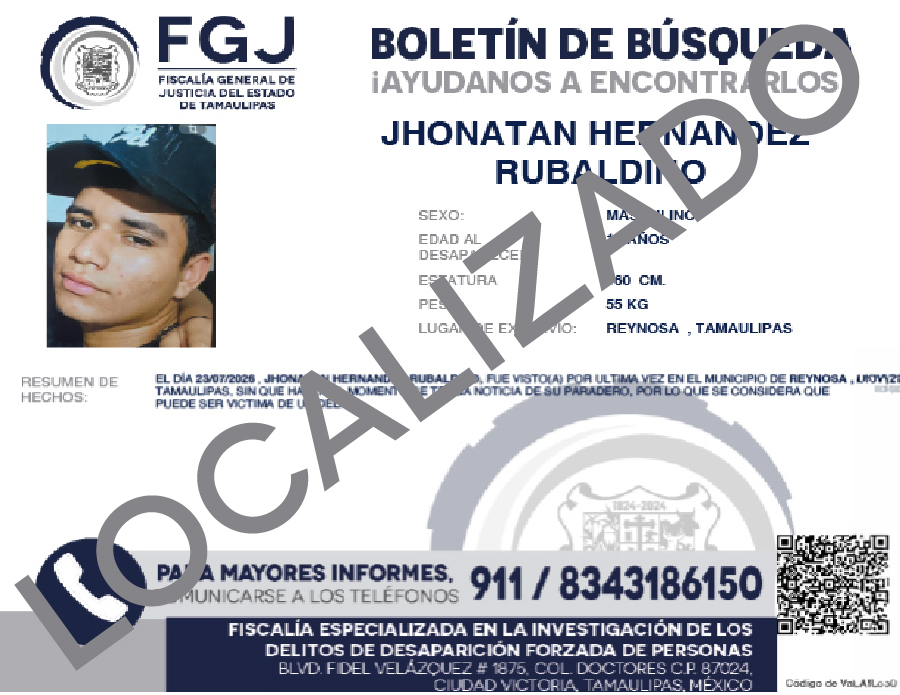 Boletín localizado Jhonatan