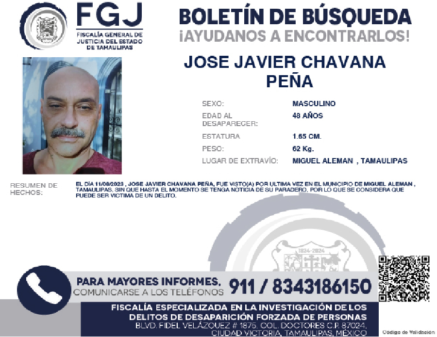 Boletín de Búsqueda Jose Javier