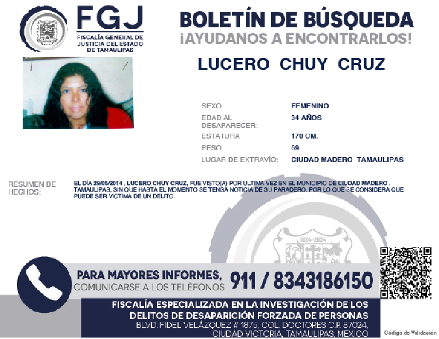 Boletín de Búsqueda Lucero Chuy