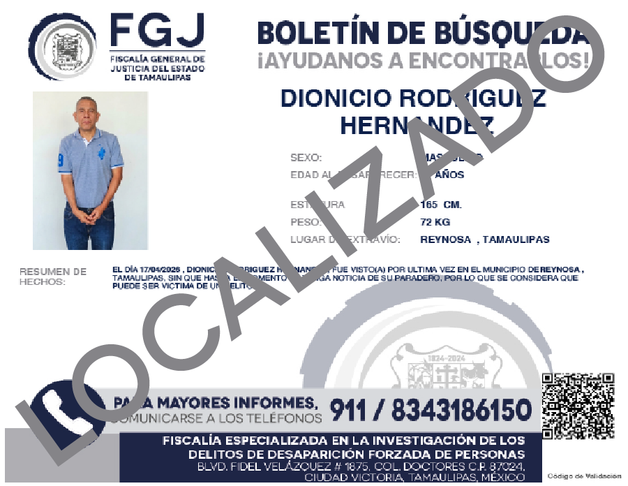 Boletin de busqueda Dionicio