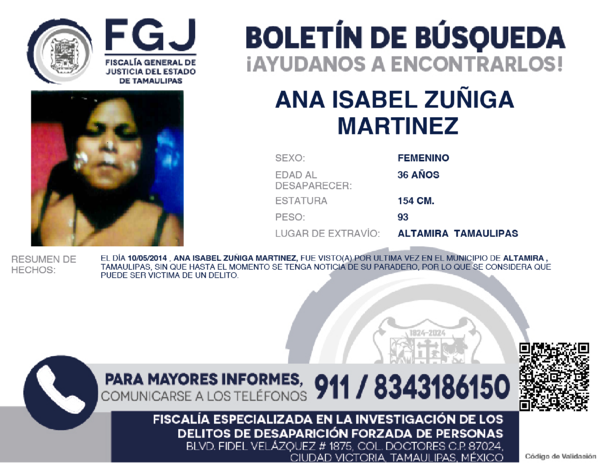 Boletín de búsqueda Ana Isabel
