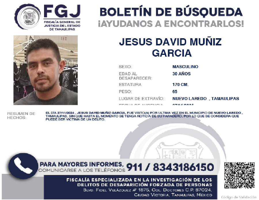 Boletin de Busqueda Jesus David