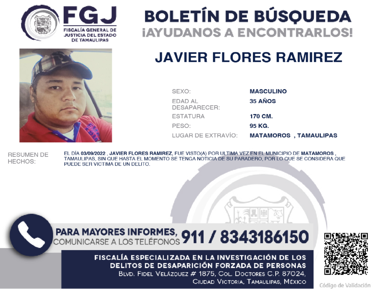 Boletín de búsqueda Javier