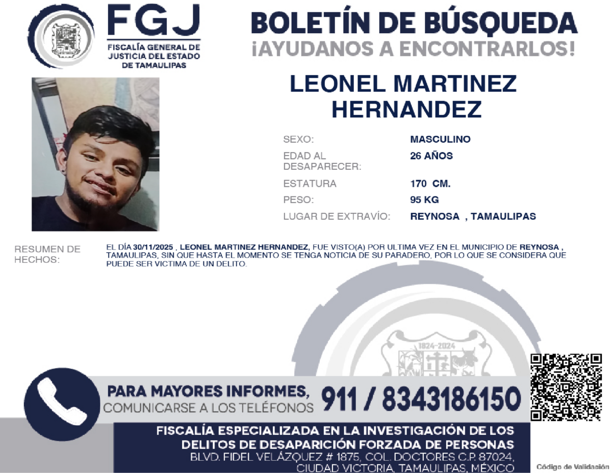 Boletín de búsqueda Leonel