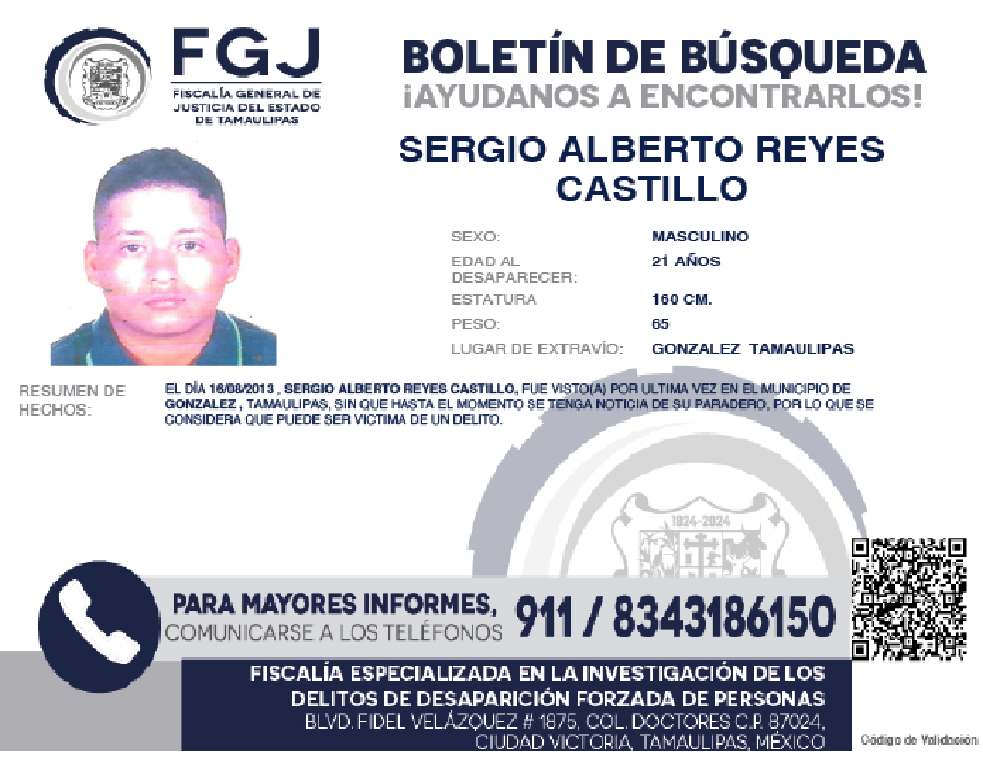 Boletín de Búsqueda Sergio Alberto