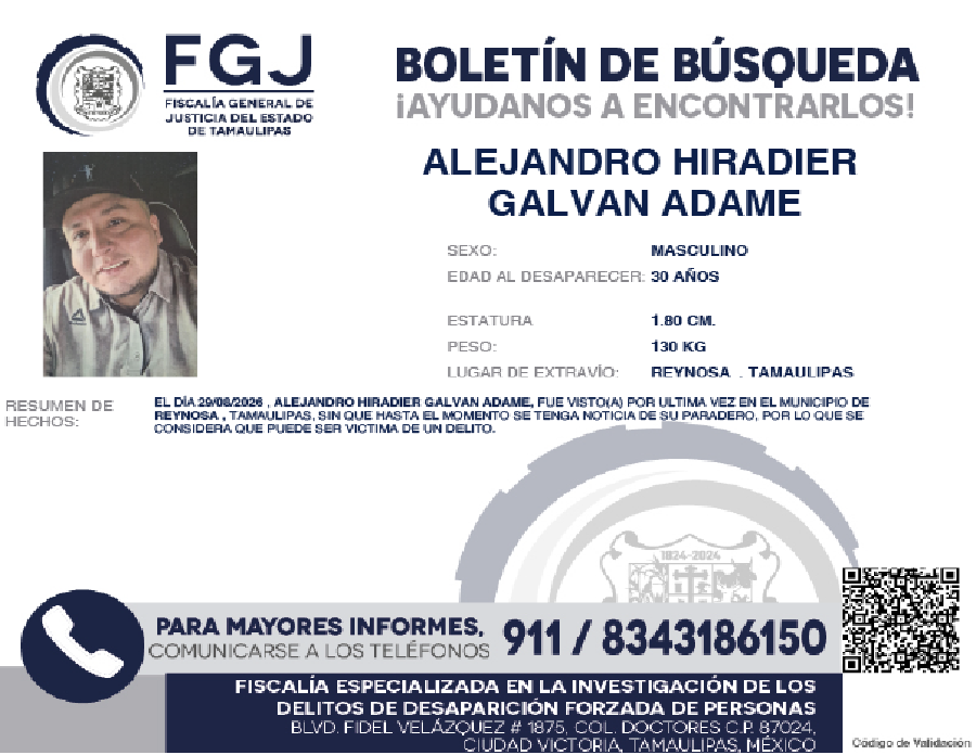 Boletín de búsqueda Alejandro Hiradier