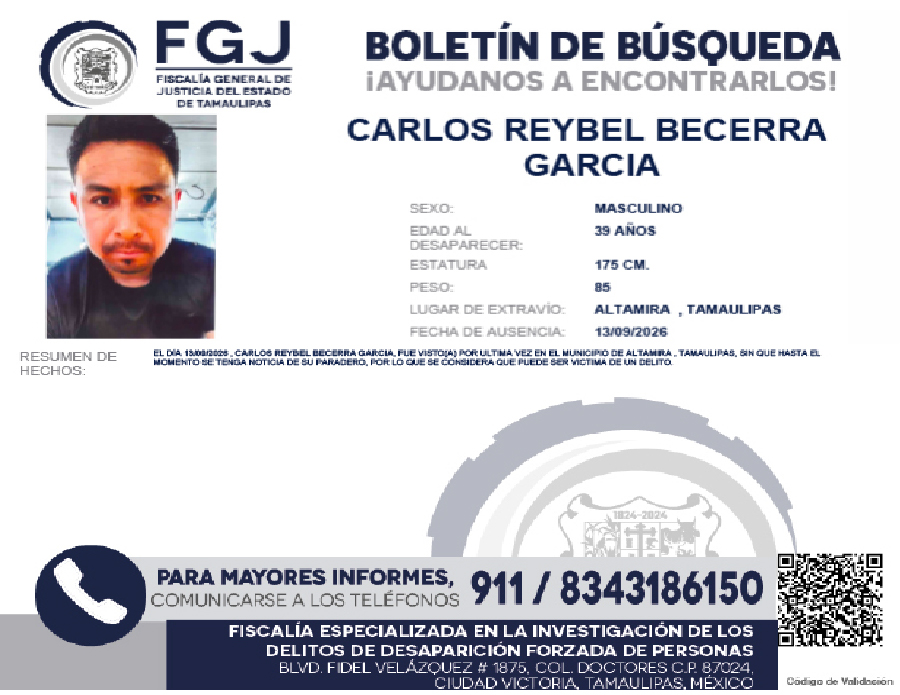 Boletín de Búsqueda Carlos Reybel