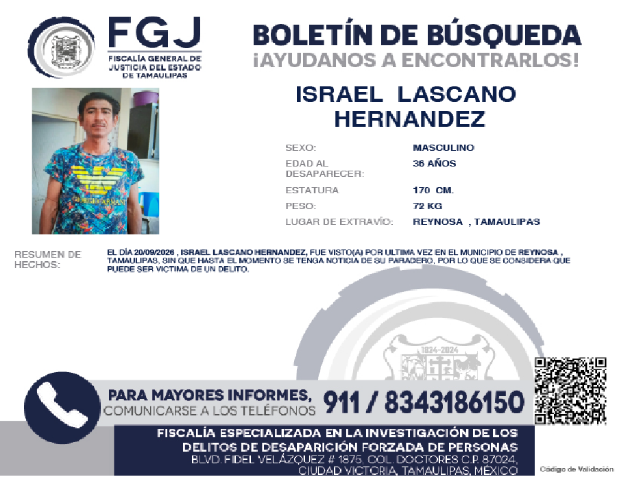 Boletín de Búsqueda Israel lascano