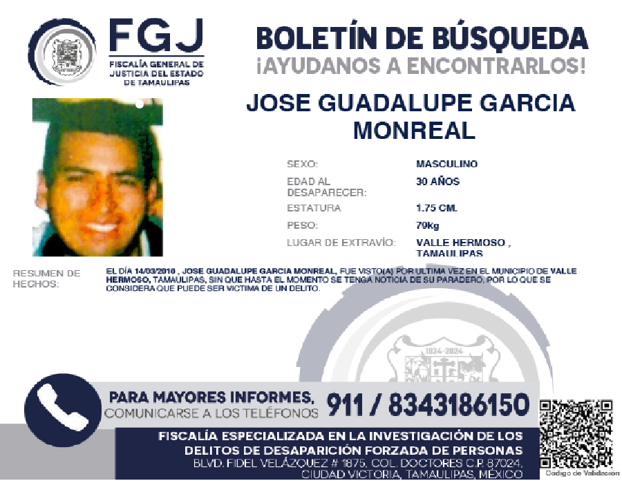 boletín de búsqueda Jose Guadalupe