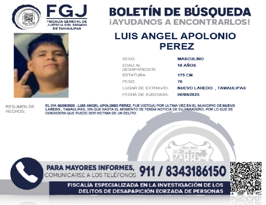 Boletin de busqueda Luis Angel