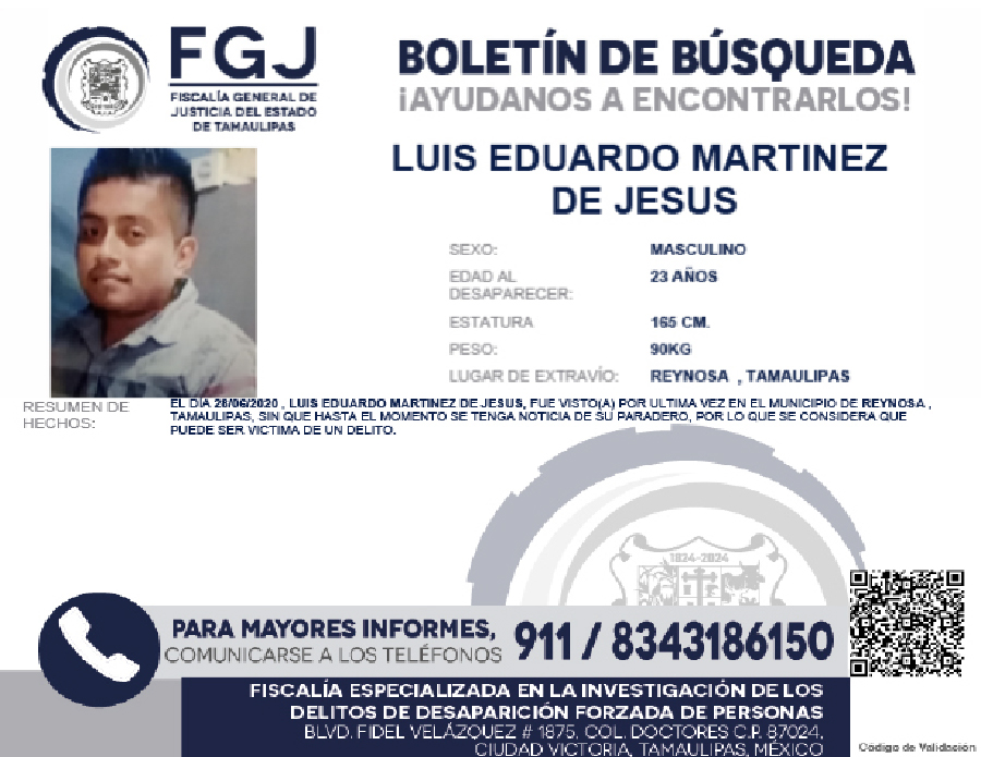 Boletin de busqueda Luis Eduardo