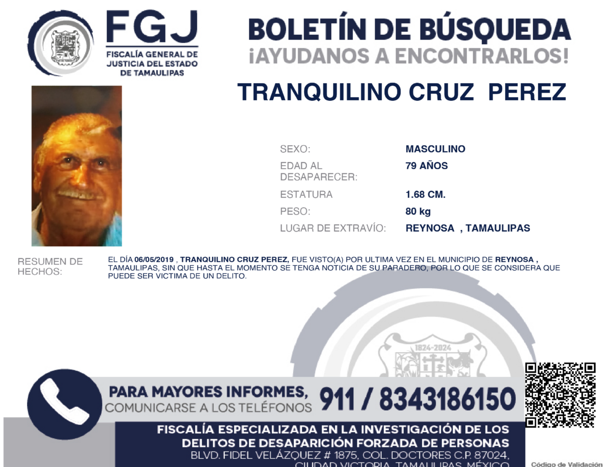 Boletín de Búsqueda Tranquilino
